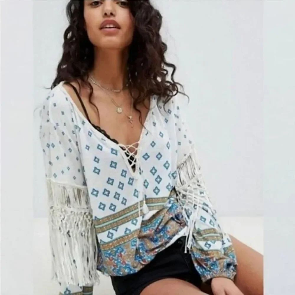 Free People Macra Maze Me Blouse